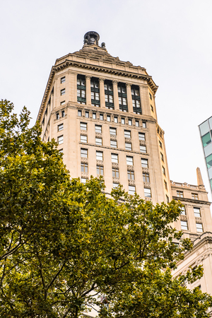 NEW YORK, USA - SEP 22, 2015: Architecture of the Lower Manhattan (Downtown). It was originated at the southern tip of Manhattan Island in 1624のeditorial素材