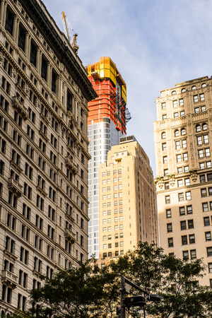 NEW YORK, USA - SEP 22, 2015: Architecture of the Lower Manhattan (Downtown). Downtown  was originated at the southern tip of Manhattan Island in 1624のeditorial素材