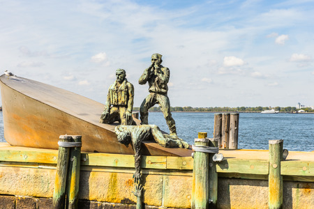 NEW YORK, USA - SEP 22, 2015: New York peer on  the Lower Manhattan (Downtown). Downtown  was originated at the southern tip of Manhattan Island in 1624のeditorial素材