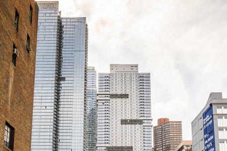 NEW YORK, USA - SEP 22, 2015: Architecture of the Tenth Avenue (Amsterdam Avenue)(Manhattan). Tenth...
