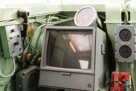 NEW YORK, USA - SEP 25, 2015: Cabin of the USS Intrepid (The Fighting I), one of 24 Essex-class aircraft carriers built during World War II for the United States Navyのeditorial素材