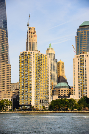 NEW YORK, USA - SEP 25, 2015: Lower Manhattan, New York City, USA. New York is the most populous city in the United States of Americaのeditorial素材