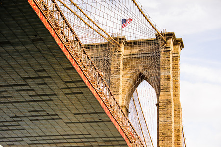 NEW YORK, USA - SEP 25, 2015: Brooklyn bridge, New York City, USA. New York is the most populous city in the United States of Americaのeditorial素材