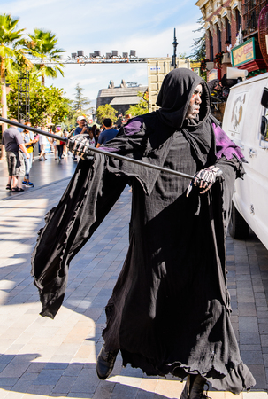 LOS ANGELES, USA - SEP 27, 2015: Horror decoation at the Universal Studios Hollywood Park. Universal Pictures company was created on June 10, 1912のeditorial素材