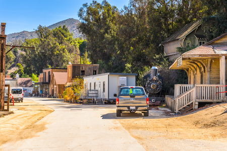 LOS ANGELES, USA - SEP 27, 2015: Old Mexico houses at the Hollywood Universal Studios. Universal Pictures company was created on June 10, 1912のeditorial素材