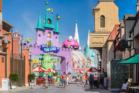 LOS ANGELES, USA - SEP 27, 2015: Entrance in the Super Silly Fun Land area in the Universal Studios Hollywood Park. Super Silly Fun Land is a new play area for the guestsのeditorial素材