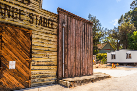 LOS ANGELES, USA - SEP 27, 2015: Old West houses for westerns at the Hollywood Universal Studios. Universal Pictures company was created on June 10, 1912のeditorial素材