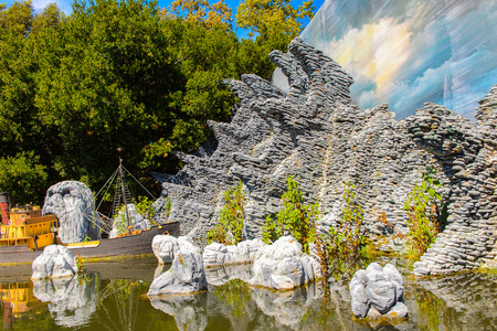 LOS ANGELES, USA - SEP 27, 2015: Decoration for the King Kong movie at the Universal Studios. King Kong is a 2005 epic adventure monster film by Peter Jacksonのeditorial素材
