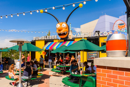 LOS ANGELES, USA - SEP 27, 2015: The SImpsons area of the Universal Studios Hollywood Park. The Simpsons is an American animated sitcom by Matt Groeningのeditorial素材
