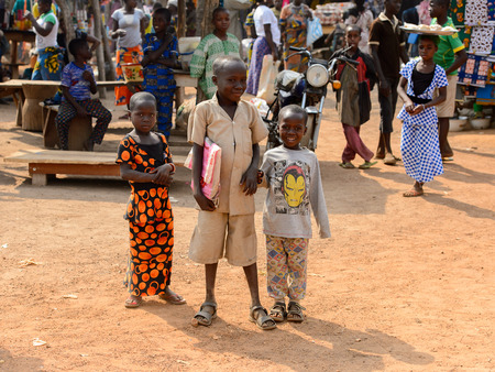 BOHICON, BENIN - JAN 12, 2017: Unidentified Beninese  at the local market. Benin people suffer of poverty due to the bad economy.のeditorial素材