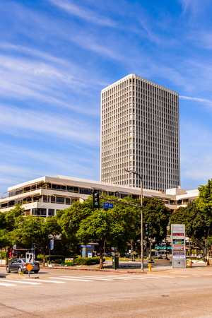 LOS ANGELES - SEP 28, 2015: Architecture of the Downtown of Los Angeles, California. Downtown Los Angeles is the central business district of Los Angeles, Californiaのeditorial素材