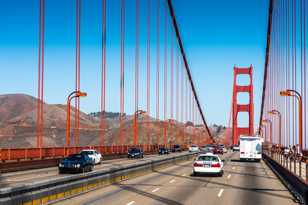 SAN FRANCISCO, USA - OCT 4, 2015: Golden Gate Bridge, 4.8 km long suspension bridge   between San Francisco Bay and the Pacific Ocean, San Francisco, USAのeditorial素材