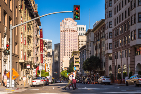 SAN FRANCISCO, USA - OCT 5, 2015: Powell street in San Francisco. San Francisco is the cultural, commercial, and financial center of Northern Californiaのeditorial素材