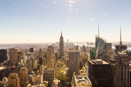 NEW YORK, USA - OCT 6, 2015: Aerial view over Manhattan from the Rockfeller Center (Top of the Rock). One of the popular observation points of New Yorkのeditorial素材
