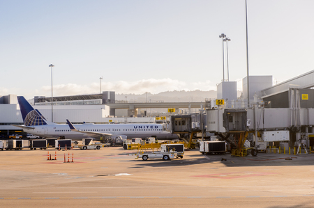 SAN FRANCISCO, USA - OCT 6, 2015: San Francisco International Airport (SFO). SFO is the main airport in San Francisco, Californiaのeditorial素材