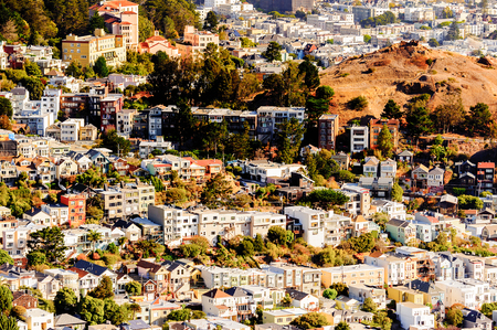 SAN FRANCISCO, USA - OCT 5, 2015: Aerial view of San Francisco from the Twin Peaks observation point. San Francisco is the cultural, commercial, and financial center of Northern Californiaのeditorial素材