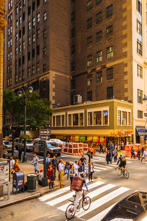 NEW YORK, USA - SEP 25, 2015: Architecture and traffic of Manhattan, New York City, USA. New York is the most populous city in the United Statesのeditorial素材
