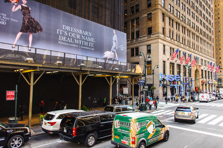 NEW YORK, USA - SEP 25, 2015: Traffic of Manhattan, New York City, USA. New York is the most populous city in the United Statesのeditorial素材