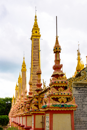 MONYWA, MYANMAR - AUG 27, 2016: Thambuddhe Pagoda Complex (Sambuddhe), one of the famous pagodas in Monywa of Sagaing Region.のeditorial素材