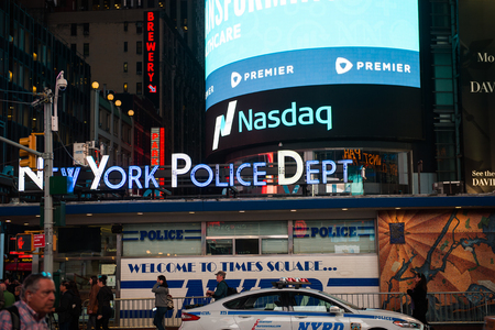 NEW YORK, USA - OCT 8, 2015: Times Square, a major commercial neighborhood in Midtown Manhattan, New York Cityのeditorial素材