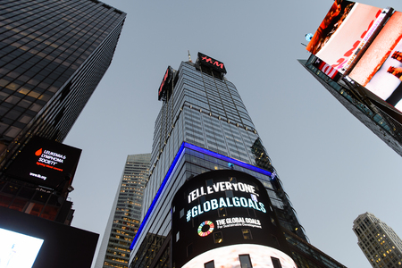 NEW YORK, USA - OCT 8, 2015: Times Square, a major commercial neighborhood in Midtown Manhattan, New York Cityのeditorial素材
