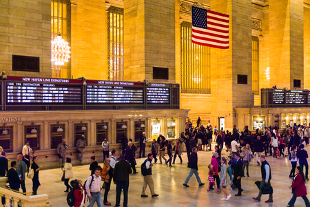 NEW YORK, USA - OCT 8, 2015: Main hall of the Grand Central Terminal (GCT) is a commuter railroad terminal. It's located at  42nd Street and Park Avenue in Midtown Manhattan in New York Cityのeditorial素材