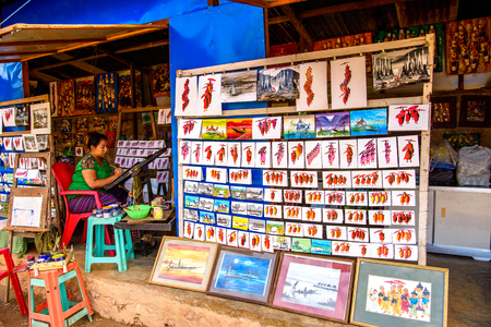 INLE LAKE, MYANMAR - AUG 30, 2016: Village over the Inle Sap,a freshwater lake located in the Nyaungshwe Township of Taunggyi District of Shan State, Myanmarのeditorial素材