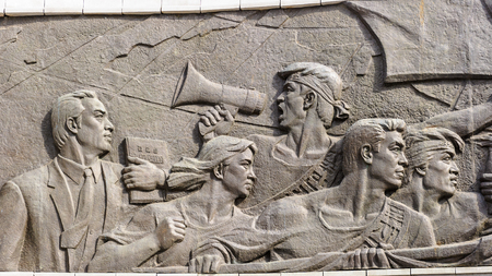 PYONGYANG, NORTH KOREA - MAY 1, 2012: Memorial monument in Pyongyang, North Korea.  It's the capital of North Korea and translates as the "Flat Land" or "Peaceful Land"のeditorial素材