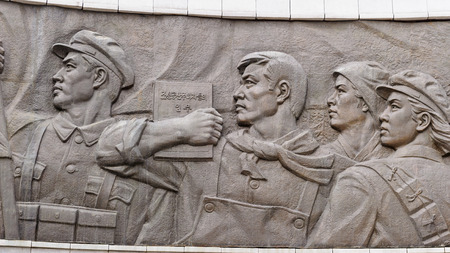 PYONGYANG, NORTH KOREA - MAY 1, 2012: Memorial monument in Pyongyang, North Korea.  It's the capital of North Korea and translates as the "Flat Land" or "Peaceful Land"のeditorial素材