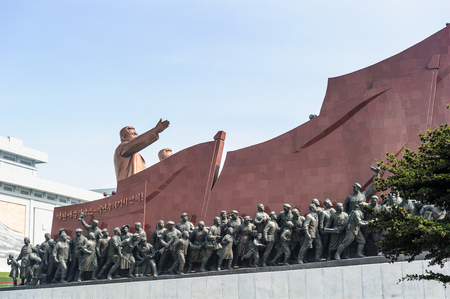 PYONGYANG, NORTH KOREA - MAY 1, 2012: Revolution monuments in the center of Pyongyang, North Korea.  It's the capital of North Korea and translates as the "Flat Land" or "Peaceful Land"のeditorial素材