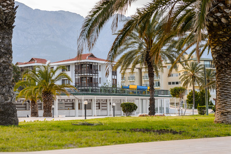 KEMER, TURKEY - APR 15, 2015: Touristic hotel in Kemer, Turkey. Kemer is a popular touristic destination on the Mediterranean sea coastのeditorial素材