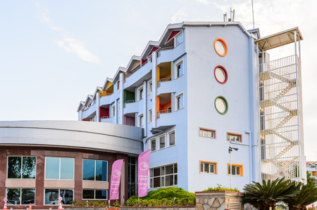 KEMER, TURKEY - APR 15, 2015: Grand Haber hotel in Kemer, Turkey. Kemer is a popular touristic destination on the Mediterranean sea coastのeditorial素材