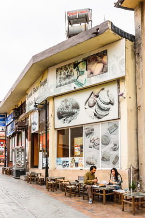 ANTALYA, TURKEY - APR 19, 2015: Hotels and shops in the Historic part of Antalya (Kaleici), Turkey. Old town of Antalya is a popular destination among  touristsのeditorial素材