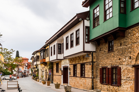 ANTALYA, TURKEY - APR 19, 2015: House in the Historic part of Antalya (Kaleici), Turkey. Old town of Antalya is a popular destination among  touristsのeditorial素材