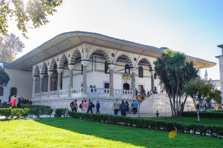 ISTANBUL, TURKEY - OCTOBER 23, 2013: Audience Chamber of the Topkapi Palace, Istanbul, Turkey, on October 23, 2013. It was the residence of the Ottoman Sultans for 400 yearsのeditorial素材