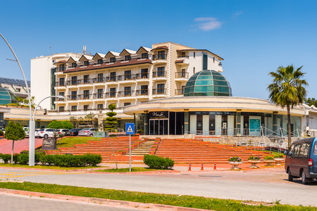 KEMER, TURKEY - APR 15, 2015: Sentido Palmet beach resort in Kemer, Turkey. Kemer is a popular touristic destination on the Mediterranean sea coastのeditorial素材