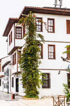 ANTALYA, TURKEY - APR 19, 2015: Architecture of the Historic part of Antalya (Kaleici), Turkey. Old town of Antalya is a popular destination among  touristsのeditorial素材