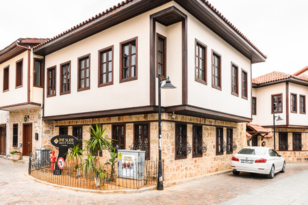 ANTALYA, TURKEY - APR 19, 2015: Architecture in the Historic part of Antalya (Kaleici), Turkey. Old town of Antalya is a popular destination among  touristsのeditorial素材