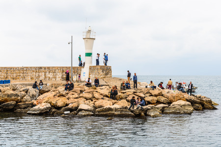 ANTALYA, TURKEY - APR 19, 2015: Old harbour in Antalya (Kaleici), Turkey. Old town of Antalya is a popular destination among  touristsのeditorial素材