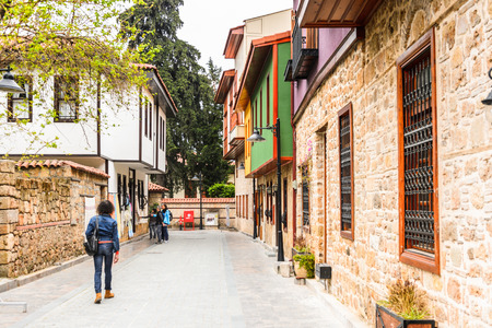 ANTALYA, TURKEY - APR 19, 2015: House in the Historic part of Antalya (Kaleici), Turkey. Old town of Antalya is a popular destination among  touristsのeditorial素材
