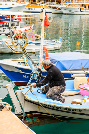 ANTALYA, TURKEY - APR 19, 2015: Old harbour in Antalya (Kaleici), Turkey. Old town of Antalya is a popular destination among  touristsのeditorial素材