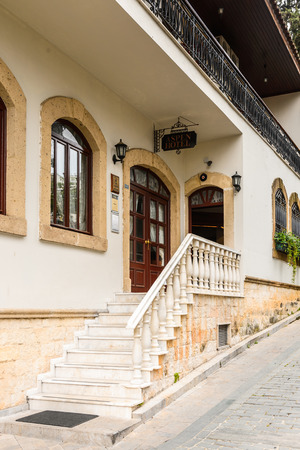 ANTALYA, TURKEY - APR 19, 2015: Hotel Aspen in the Historic part of Antalya (Kaleici), Turkey. Old town of Antalya is a popular destination among  touristsのeditorial素材