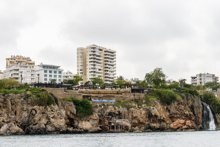 ANTALYA, TURKEY - APR 19, 2015: Hotels over the Meditteranean sea in Antalya. Antalya is a popular touristic destination in Turkeyのeditorial素材