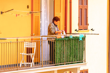 MANAROLA, ITALY - MAY 5, 2016: Architecture of Manarola (Manaea),  La Spezia, Liguria, Italy. It's one of the lands of Cinque Terre, UNESCO World Heritage Siteのeditorial素材