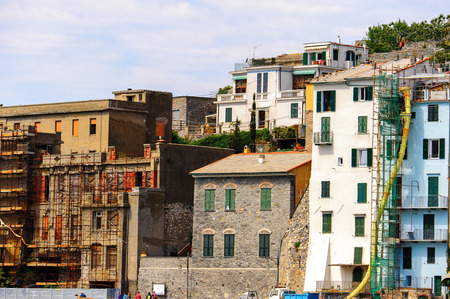 PORTO VENERE, ITALY - MAY 5, 2016: Architecture of Porto Venere, Italy. Porto Venere and the villages of Cinque Terre are the UNESCO World Heritage Site.のeditorial素材