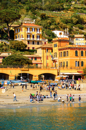 MONTEROSSO, ITALY - MAY 5, 2016: Monterosso al Mare, a small town in province of La Spezia, Liguria, Italy. It's one of the lands of Cinque Terre, UNESCO World Heritage Siteのeditorial素材