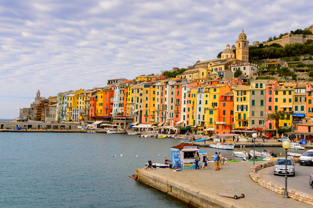PORTO VENERE, ITALY - MAY 5, 2016:  Beautiful view over Porto Venere, Italy. P Venere and the villages of Cinque Terre are the UNESCO World Heritage Site.のeditorial素材