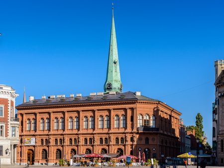 RIGA, LATVIA - SEP 7, 2014: Architecture of the Old Town of Riga. Riga's historical centre is a UNESCO World Heritage Siteのeditorial素材