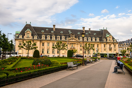 LUXEMBOURG, LUXEMBOURG - JUN 9, 2015: Architecture in Luxembourg city in evening. Luxembourg city is the capital of the Grand Duchy of Luxembourgのeditorial素材