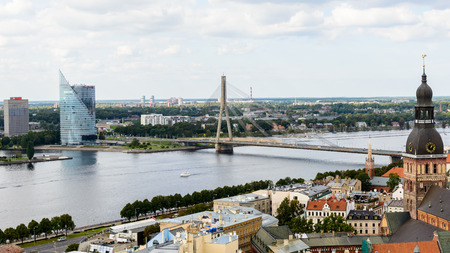 RIGA, LATVIA - SEP 7, 2014:  Panoramic view of the Old Town of Riga. Riga's historical centre is a UNESCO World Heritage Siteのeditorial素材